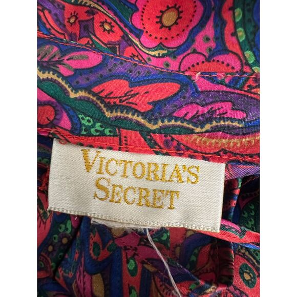 Victoria's Secret Gold Label Vintage Satin Bright Floral Lace Mini Slip Dress XL - Picture 3 of 4